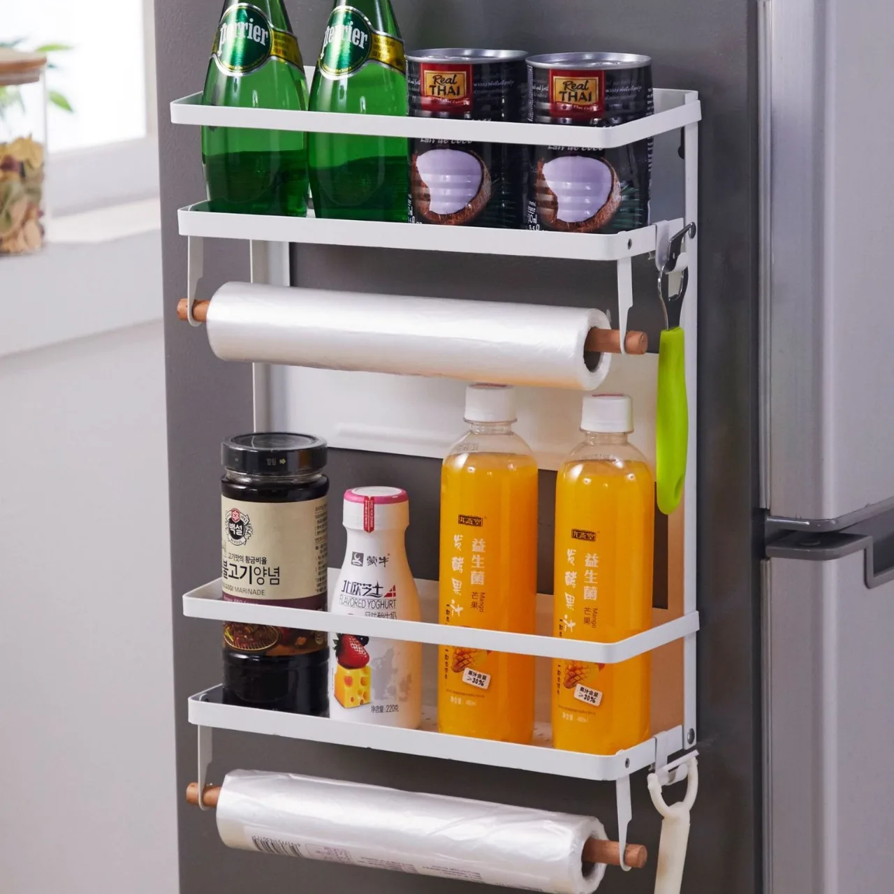 

Multi-functional Folding Refrigerator Side Rack, Home Magnet Hook, Kitchen Tools