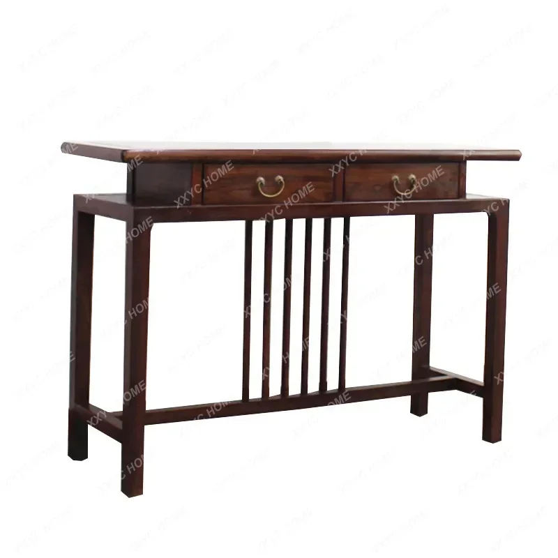 L1*Modern New Chinese Old Elm a Long Narrow Table Solid Wood Zen Furniture Entrance Cabinet Walnut Altar