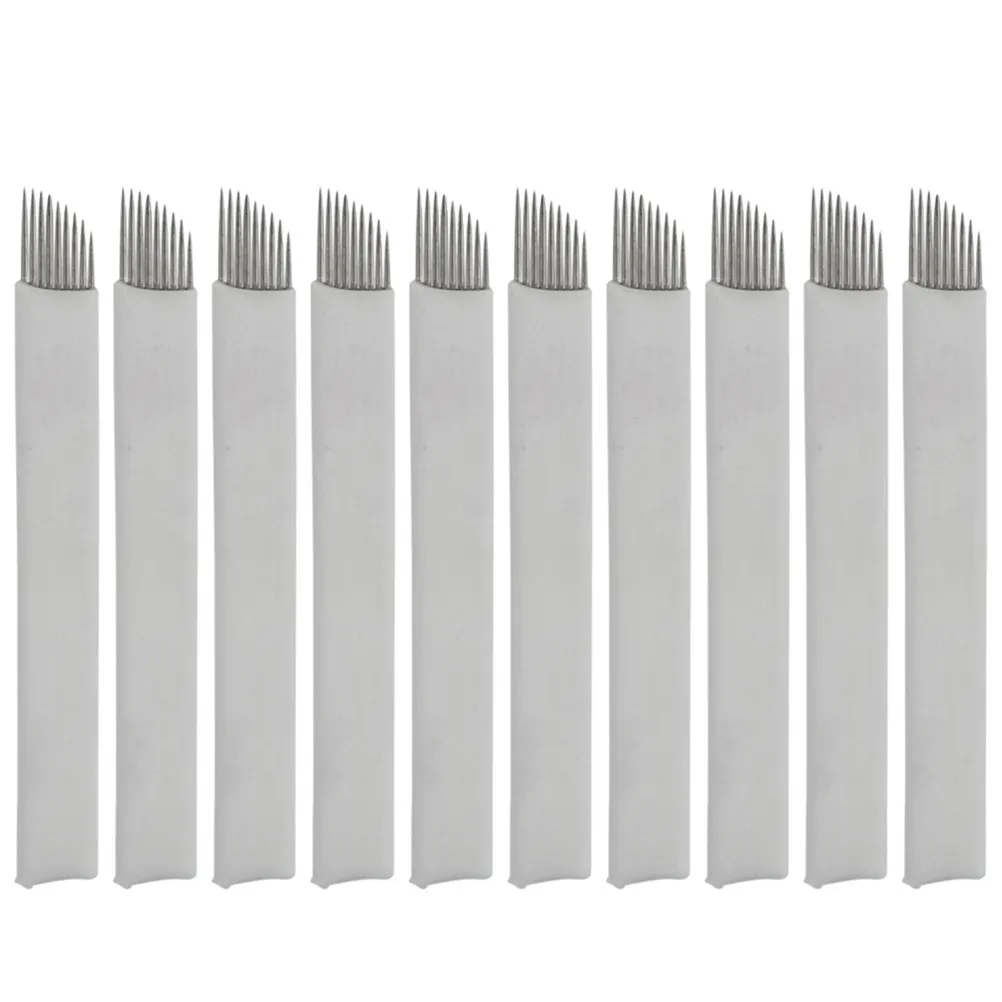 

50Pcs Microblading Eyebrow Needle Blades Stainless Steel Tattoo Blades Durable Stable Eyebrow Makeup Tools Set for Females
