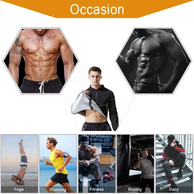 Ropa de sudor para hombre, conjunto deportivo para correr, Fitness, reducción de peso, transpiración por calor, Yoga, gimnasio