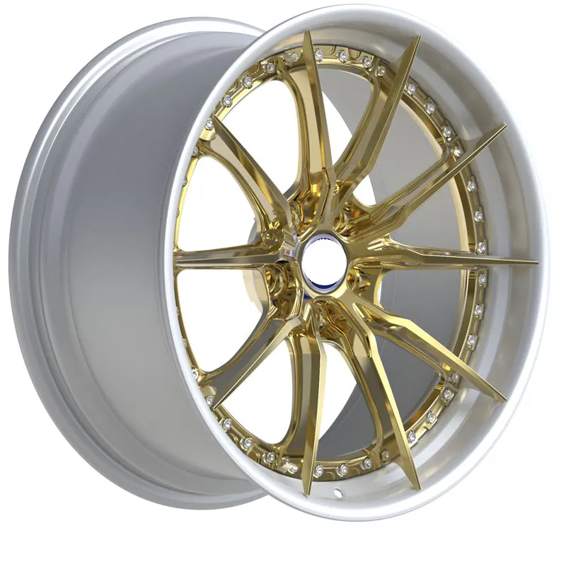 Gold And Silver Color Alloy Wheels 2 Piece Forged Concave Rims Customized For For M3 M4 5x114.3 5x112 5x120 Racing Car Wheel
