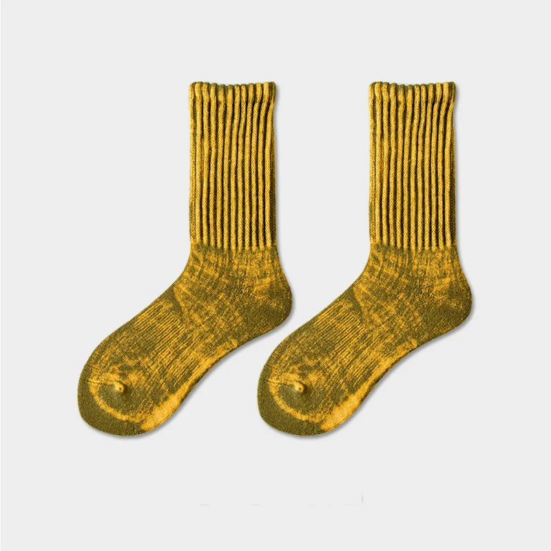 Autumn and Winter Women's Mid length Socks Thick Thread Couple Socks Street Faded Old Cotton Socks Personalized Warm Men's Socks image 5