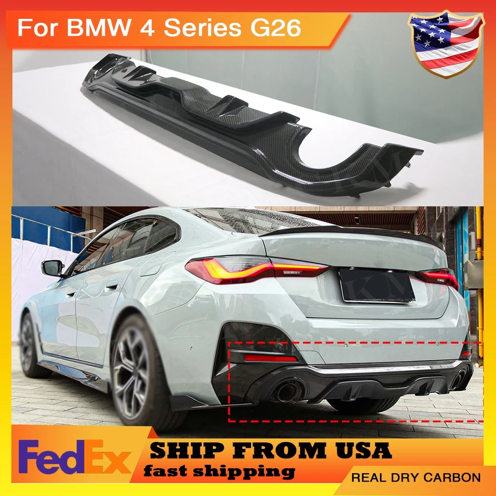

Dry Carbon Fiber Bumper Guard Rear Lip Spoiler for BMW 4 Series G26 M Sport Sedan 2020+ Rear Bumper Diffuser Lip Car Accessories