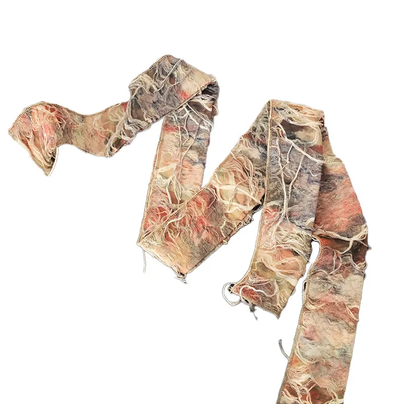 

New Y2K Baddie Tie-Dye Scarf for Women 197x5cm Summer Ribbon Bandana Grunge Cut-Out Neck Scarf Belt Bohemian Hair Wrap Choker