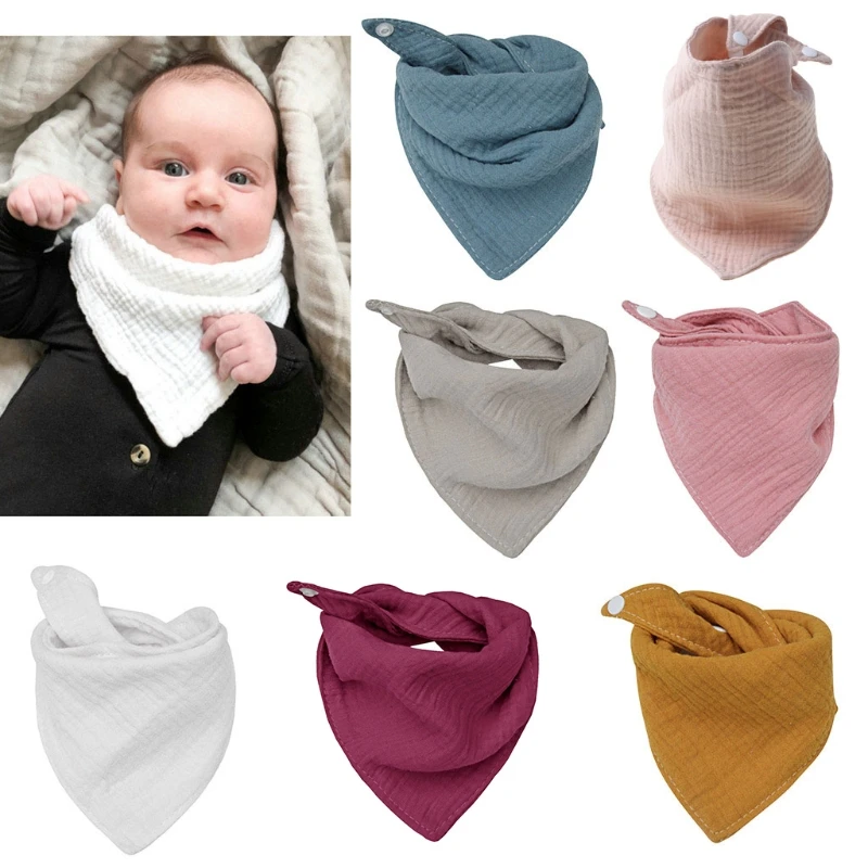 Bavoirs absorbants à pression pour nouveau-né, couleur unie, écharpe triangulaire, alimentation pour bébé, bave Bi