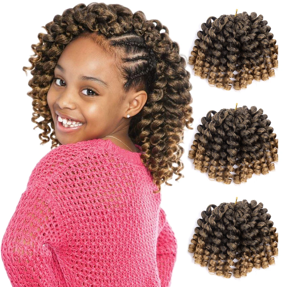 Extension capillaire bouclée Jumpy au Crochet ombré, mèches synthétiques, Extension capillaire pré-torsadée pour femmes noires