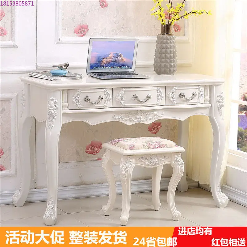 

European-style home pastoral desk learning modern simple writing desk solid wood dresser white