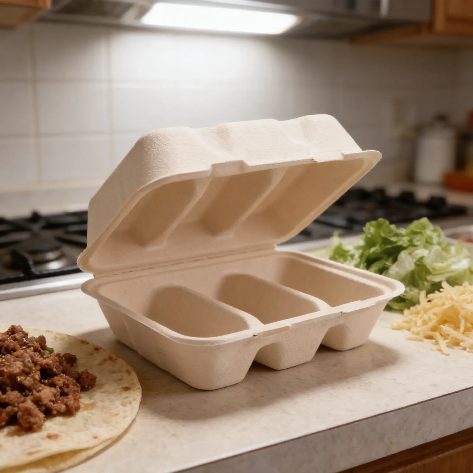 20Pcs Taco Holder Paper Packaging Box Molded Fiber Biodegradable Disposable Clamshell Tray Hard Corn Shell Taco Container