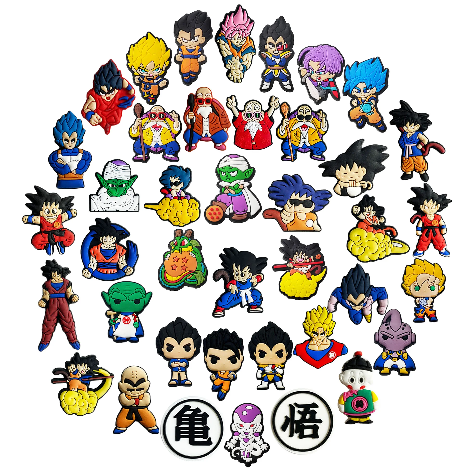 1/22pcs Dragon Ball Anime Shoe Charms, Goku Cartoon PVC Decor for Clogs Sandals, Ideal Gifts for Anime Fans