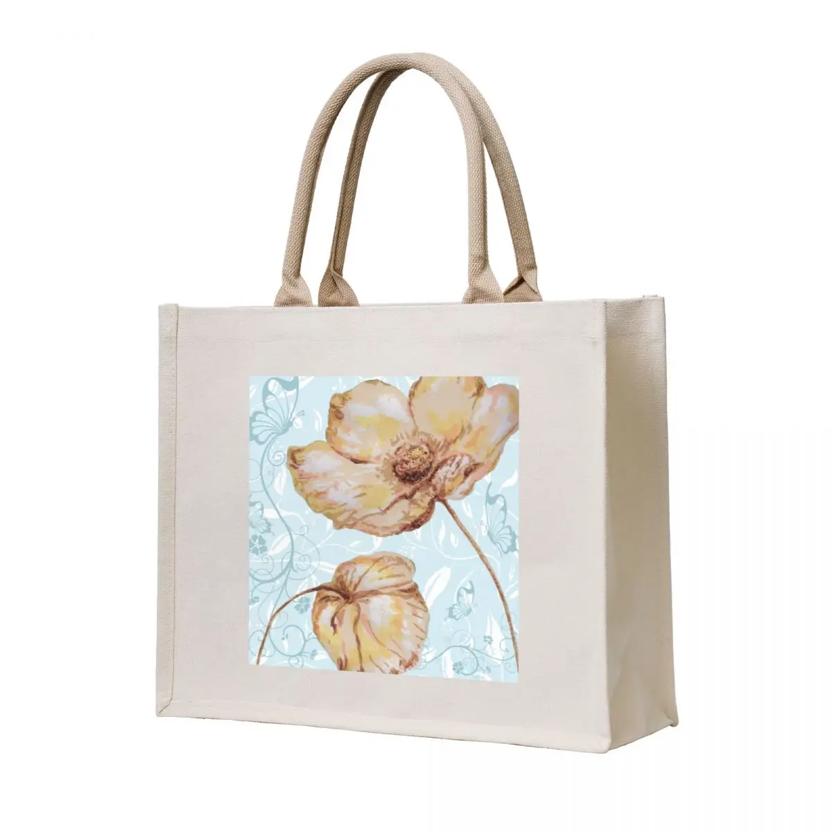 

daisies on a blue background Tote Bag cloth bag woman custom canvas bag tote men university shopper
