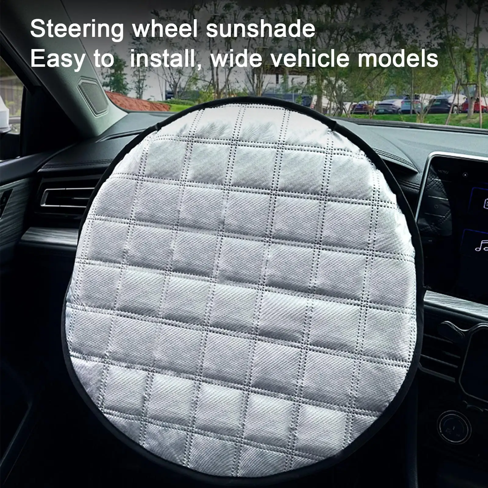 Car Steering Wheel Cover Sun Shade Sun-Proof Interior Sunshade Vehicle Steering Wheel Sunblock Protector for Summer Automotive