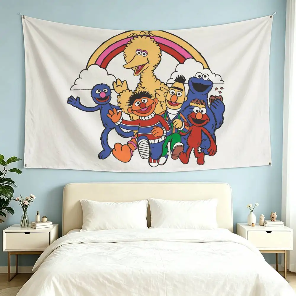 Sesame Street Cartoon  Flags Wall Hanging Tapestry Outdoor Garage Room Decorative flag Background Blanket