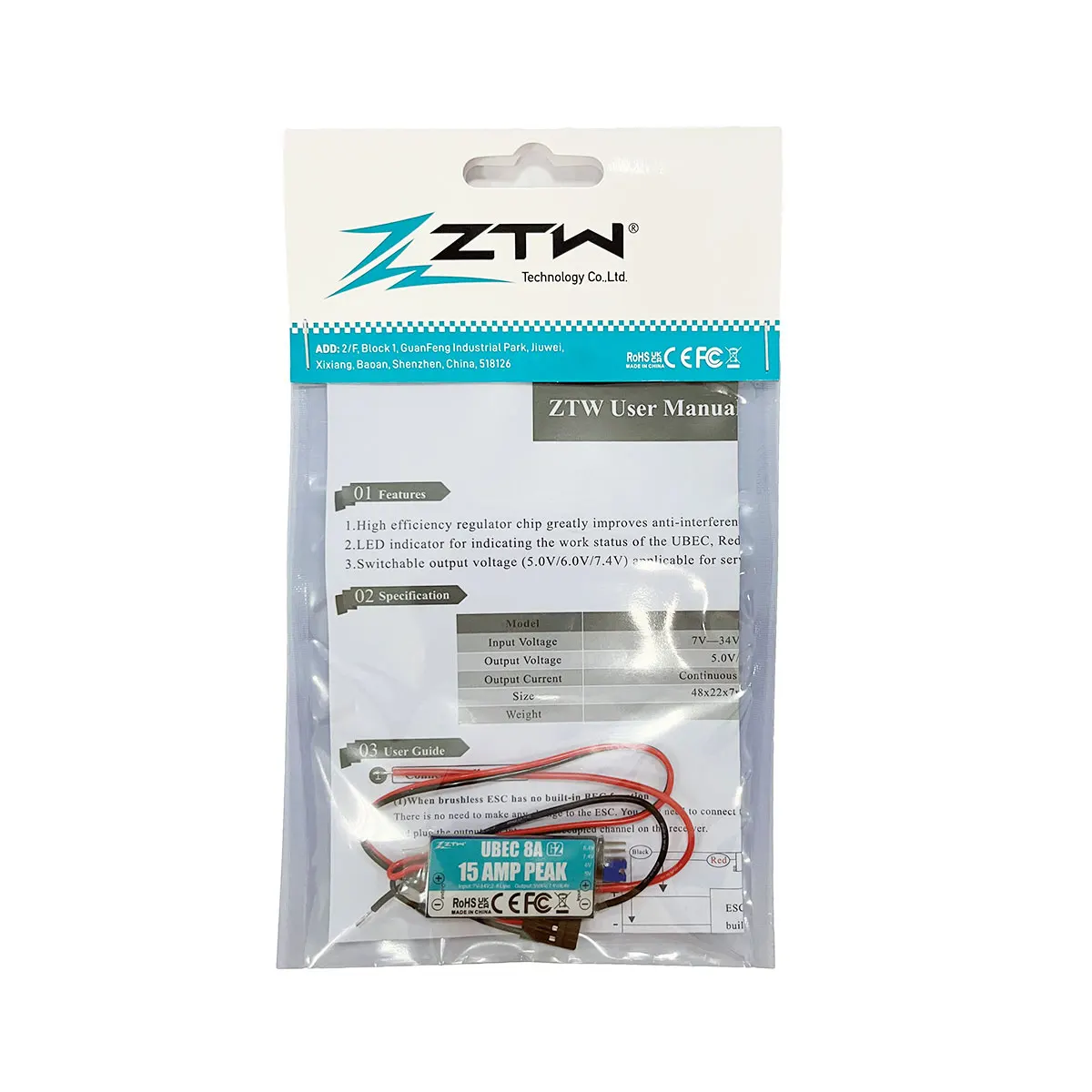 Ztw Ubec 8A G2แรงดันไฟฟ้าขาออกที่ปรับได้สูงสุด5V/6V/7.4V/8.4V ภายนอกสำหรับเครื่องบิน RC ชิ้นส่วนโมเดลปีกคงที่