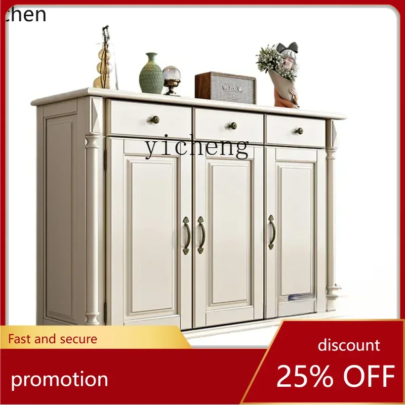 

ZMLwhite solid wood shoe cabinet simple entrance hall entrance cabinet large-capacity locker home decoration accessories