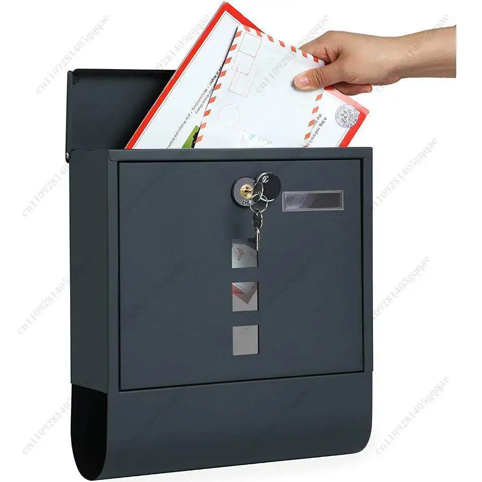 Wandmontierter Kupferbriefkasten für den Außenbereich mit Sichtfenster – Detail 3