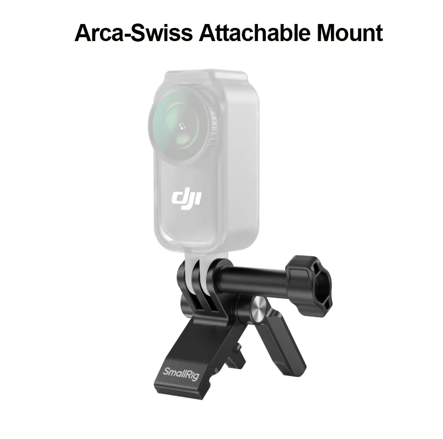 SmallRig actiecamerakit voor de DJI Osmo Nano, met Arca-Swiss bevestigingsbeugel/behuizing, inclusief een extra bevestiging voor een cold shoe, een adapter voor een selfie-stick en een nekband.