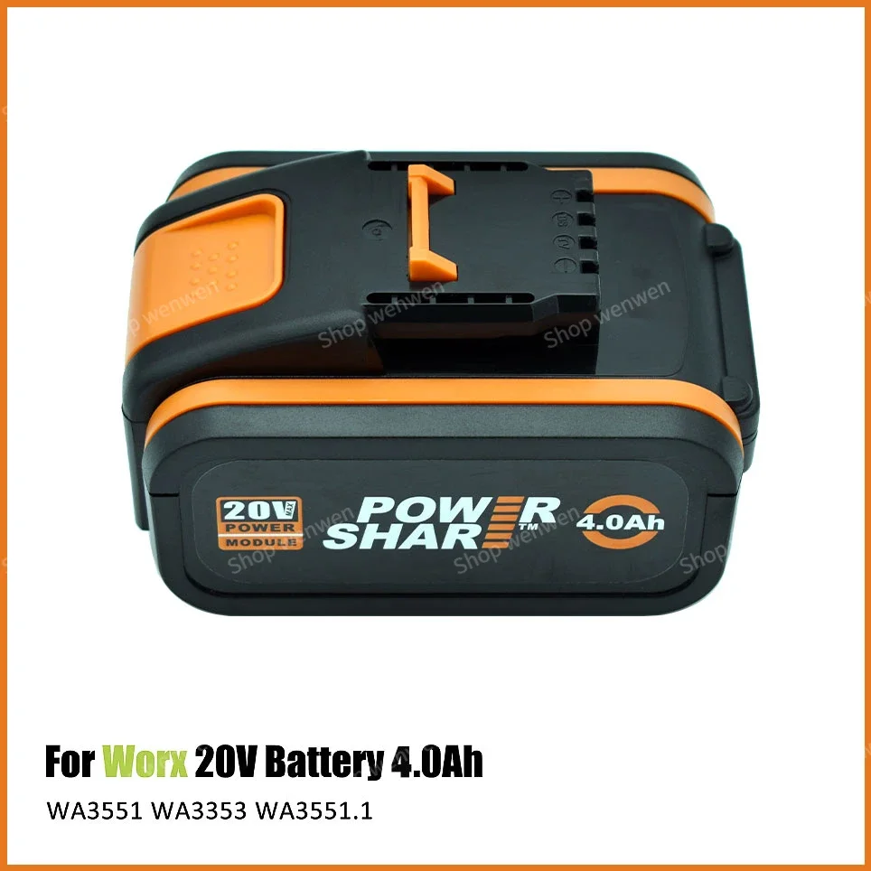 Worx Original 20V 4.0Ah Lithium battery Rechargeable WA3553 WA3551 WA3553.1 WA3570 for All WORX Electric and Garden Tools