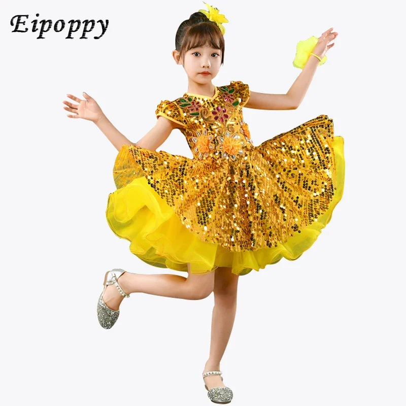 Pongsa Rock Pailletten Performance Kleid Prinzessin Rock