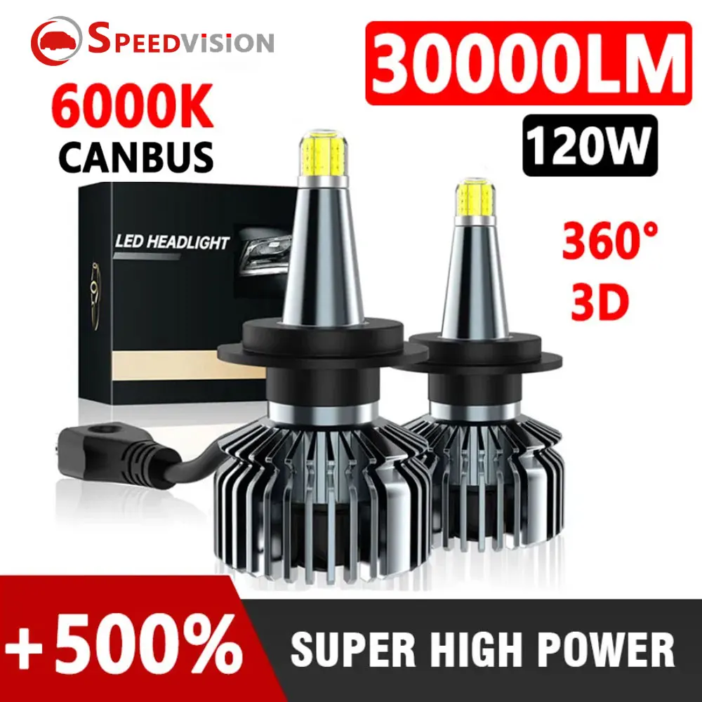 

H7 LED Headlight Canbus 360 H4 H1 30000LM Light HB3 HB4 9012 Turbo Bi Led Projetor Lens H11 9005 Car Bulb Auto Ice Fog Lamp 12V