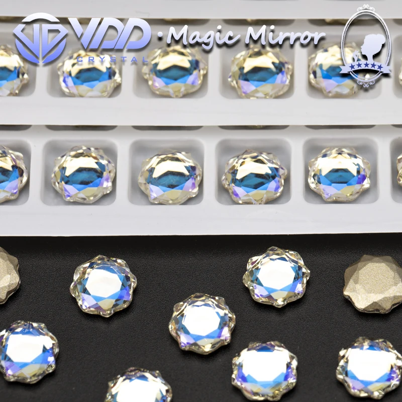 VDD 20/72Pcs 8mm Round AAAAA Top Quality Glass Fancy Rhinestones Crystal Flat Back Glitter Stones For Nail Art DIY Accessories