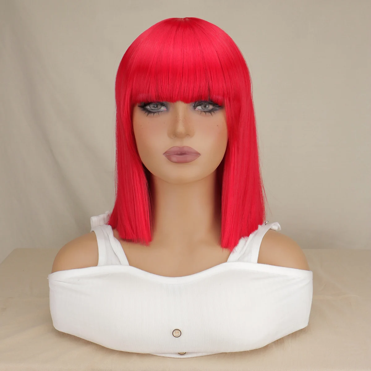 

Women's Short Straight Bob Wig with Bangs Full-Volume High-Temperature Synthetic Fiber Wig Multiple Colors Available