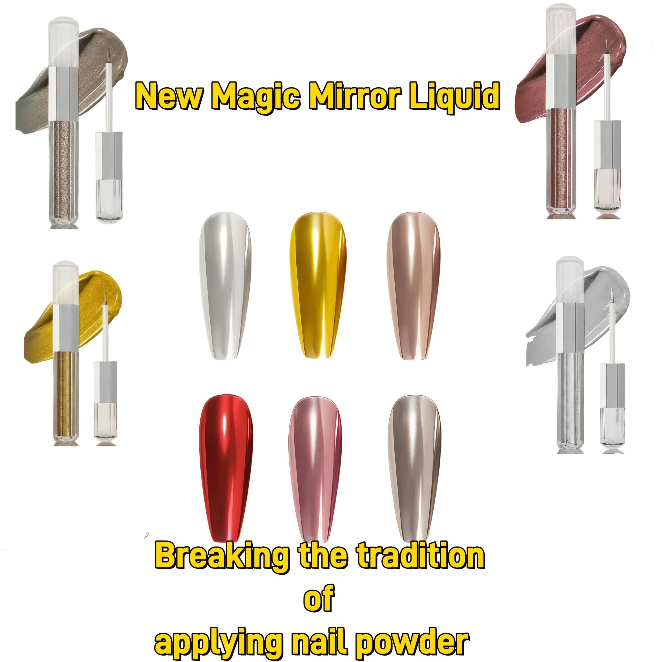Poudre à ongles miroir magique, liquide brillant, pigment chromé en forme de tube, accessoires de manucure professionnels pour créer un métallique