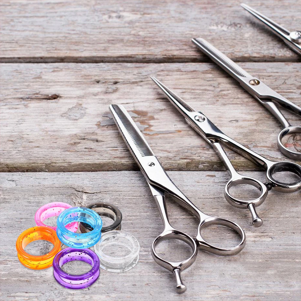 

18 Pcs Colored Silicone Finger Ring Scissors Silica Gel Dog Hair Cutting Accessories
