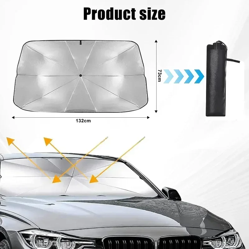 Car Foldable Front Windshield Sunshades Interior Sun Shade Umbrella Front Window UV Protection Sun Visor Cover Car Accessories