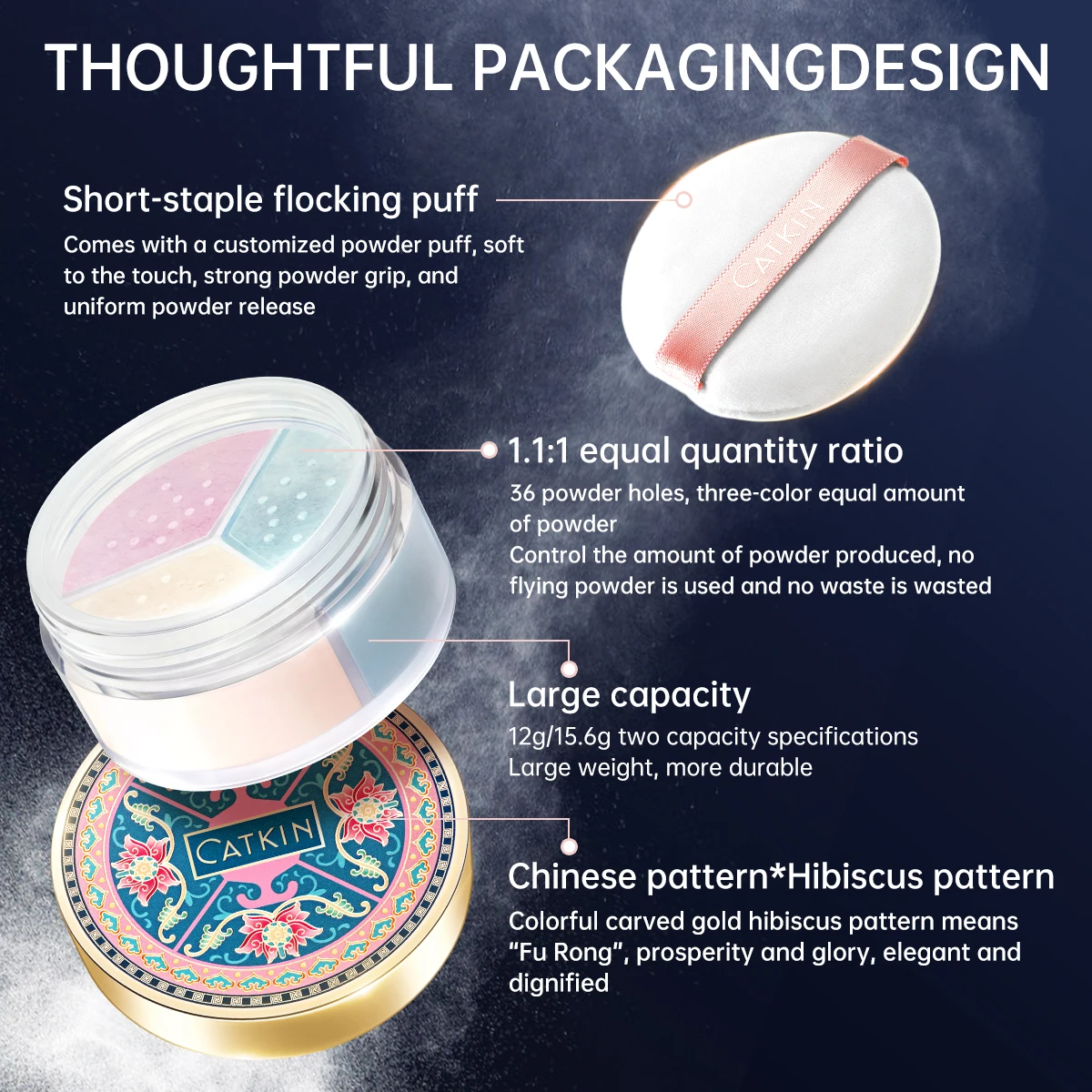 Catkin Make-up lose Abbinde puder, Öl kontrolle poreless Gesichts puder geeignet für alle Hauttöne und pflegen matt und natürlich