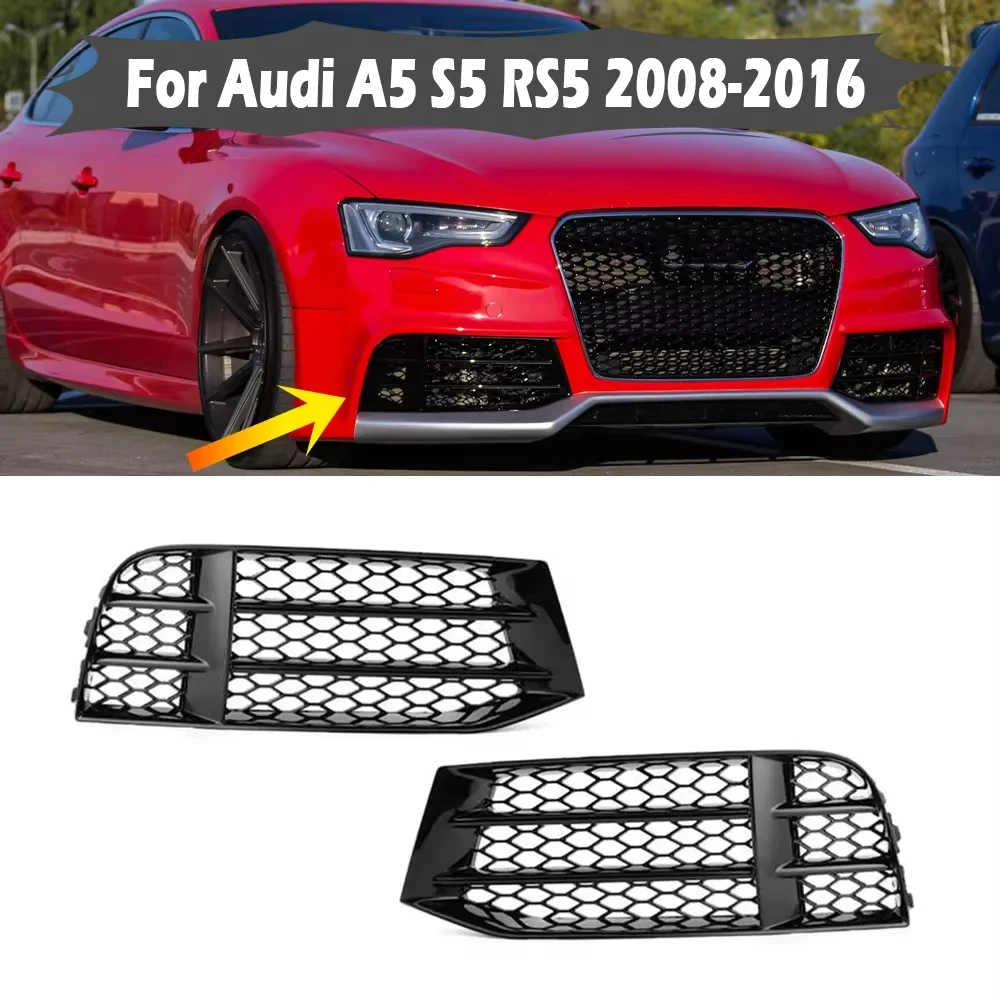 

ABS автомобильные противотуманные фары гриль гоночные решетки противотуманные фары решетки сотовая решетка накладка левая/правая для Audi A5 S5 Refit RS5 2008-2016
