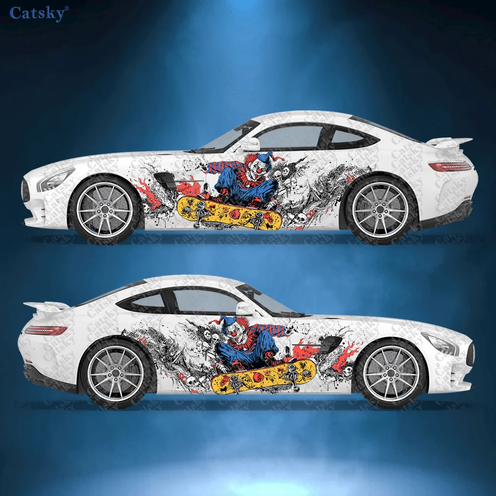 

2 шт. наклеек с изображением клоуна на скейтборде, устойчивые к выцветанию, улучшают эстетику автомобиля, с ярким художественным дизайном, виниловая пленка для авто