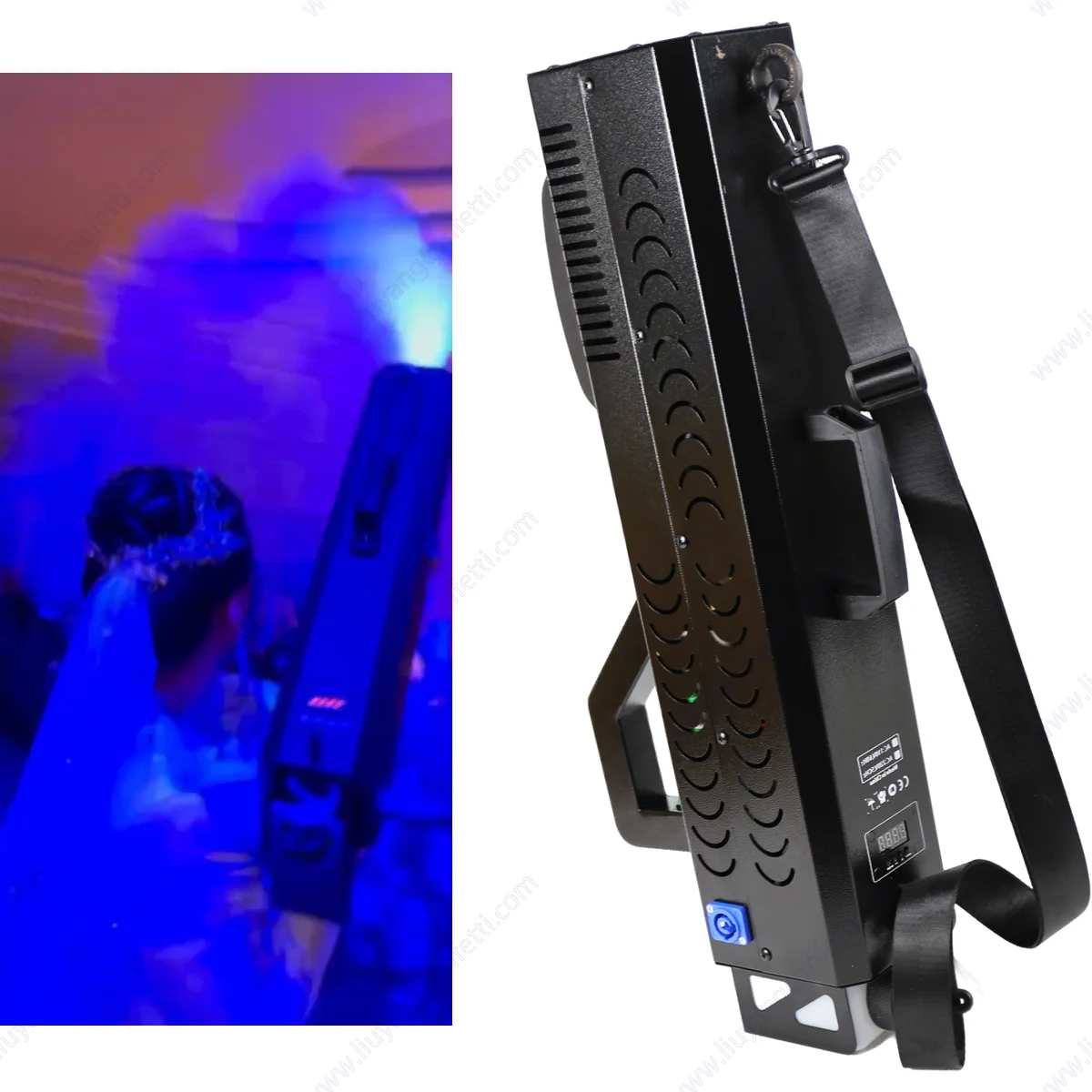 

Stage Wedding Effect Handheld Nightclub Party Rgb Led Jet Fx Smoke Gun Portable Powerful Dj Light Cannon Fog Spray Machine 1500w