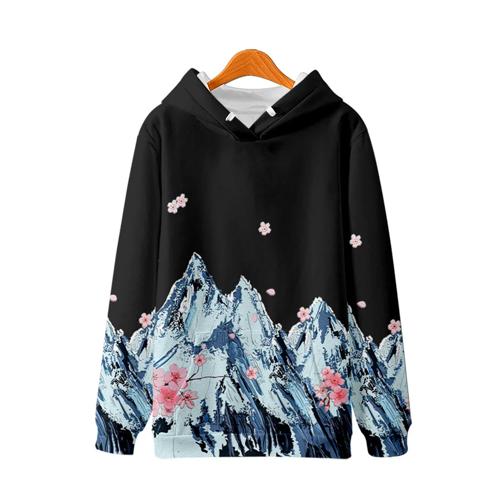

Harajuku New Pullover Hoodie Mountain Peak Print Hoodies Long Sleeve Pullover Clothes Couple Sweatshirt Hoodie