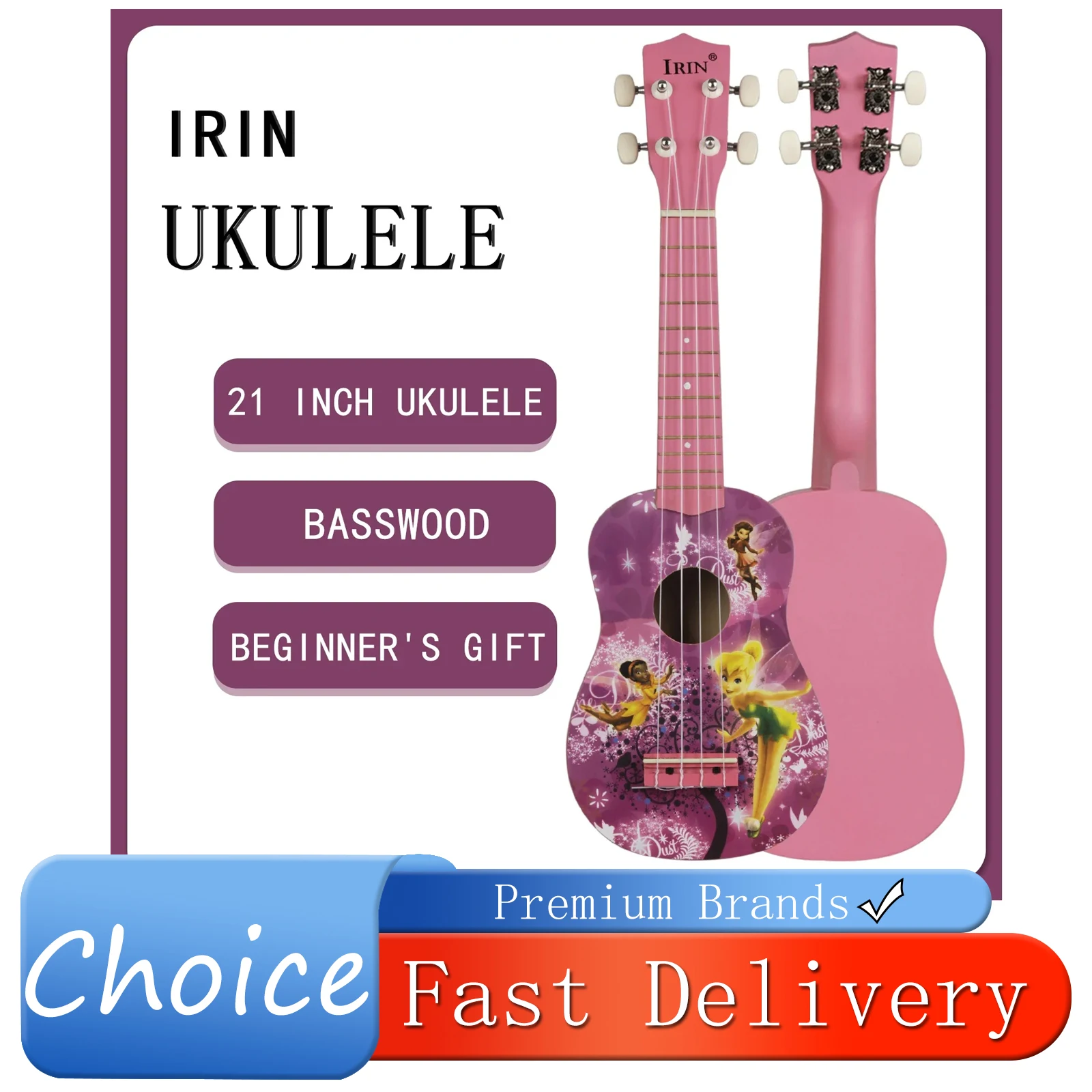 

IRIN 21 Inch Ukulele 4 Strings Guitar Girl Hawaiian Mini Guitarra Basswood Ukulele Stringed Musical Instrument Beginner Gift