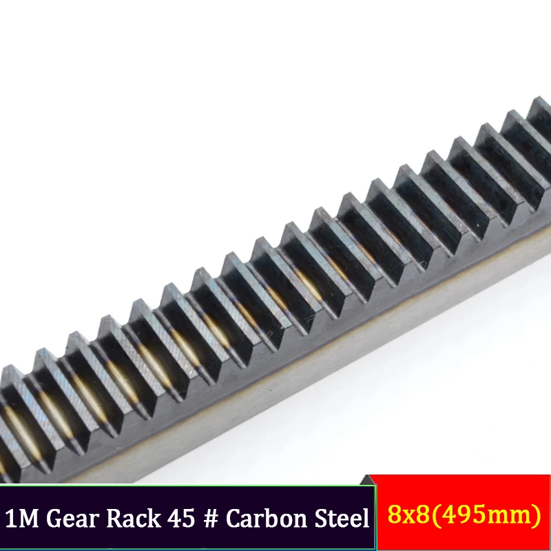 1M Module Gear Rack 45# Carbon Steel 8x8 495mm, Quenched for CNC/3D Printer/Automation, High Precision & Durability