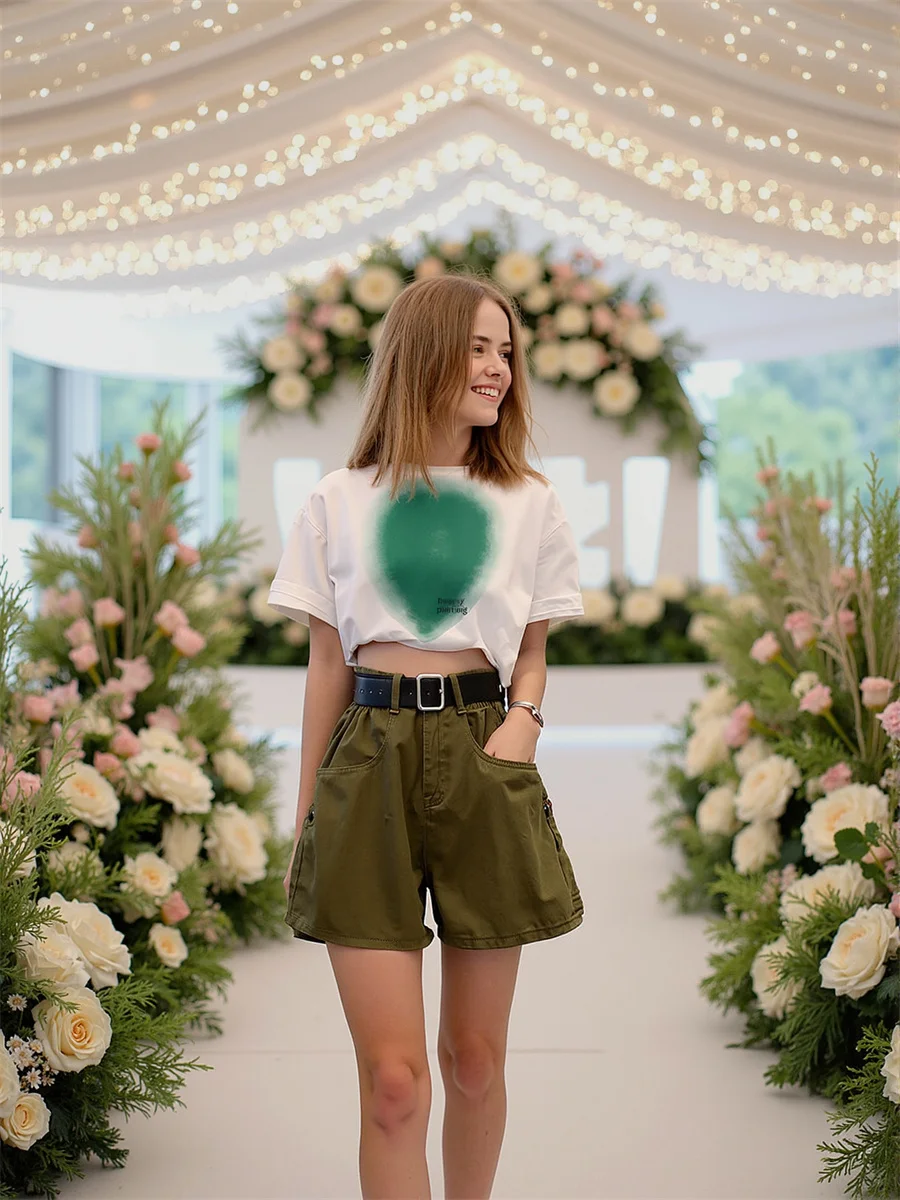 Denim Green Shorts Womens Sport Oversize Cargo Gym Casual Short Jean Fashion Street Chic Activewear Summer Trendy Girls Ripped