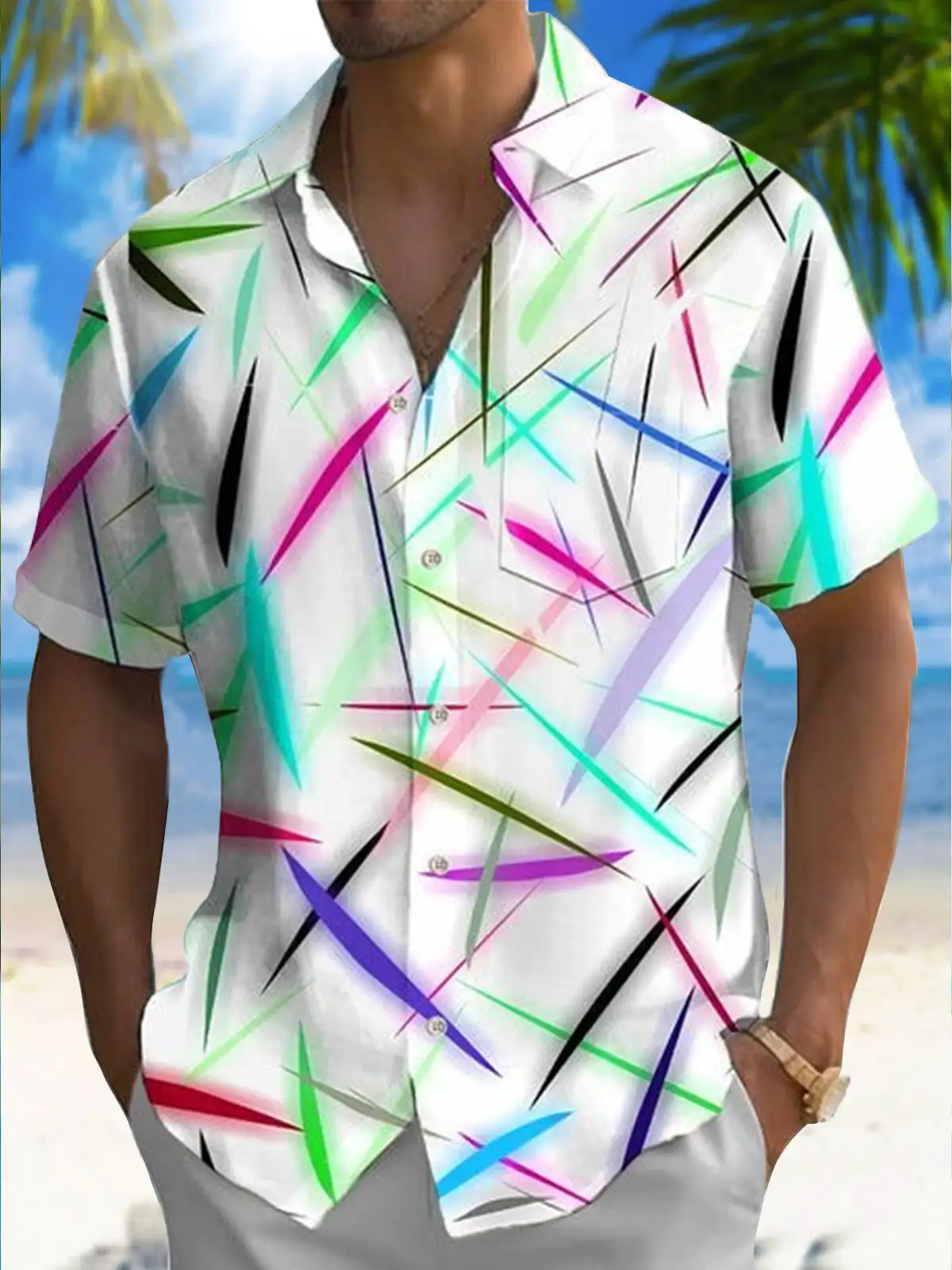 

Men's Coconut Tree Starry Printed Sky Summer Hawaiian Shirt Button up Shirt Fashion Leisure Streetshirt Short Sleeve Beach Shirt