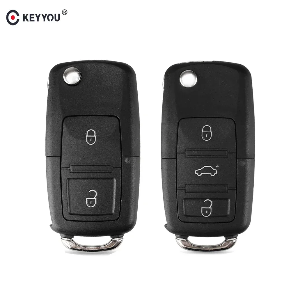 KEYYOU 2 3 Button Remote Car Key Shell Case For VW Volkswagen Bora Passat Golf Polo Jetta Touran Auto Keyless Shell no Blade