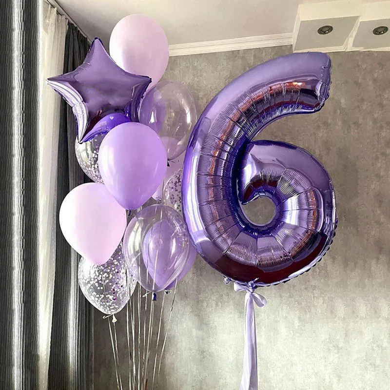 boy Girl Birthday Balloons 32inch Purple Number baloon 1 2 3rd Birthday Party Decoration Kids anniversaire 9/1/3 years old