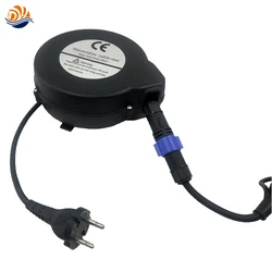 EU Straight Plug 2wires 1.0mm2 Hair Dryer Power Electric Cord 5M Spring Return Auto-locking Retractable Cable Reel