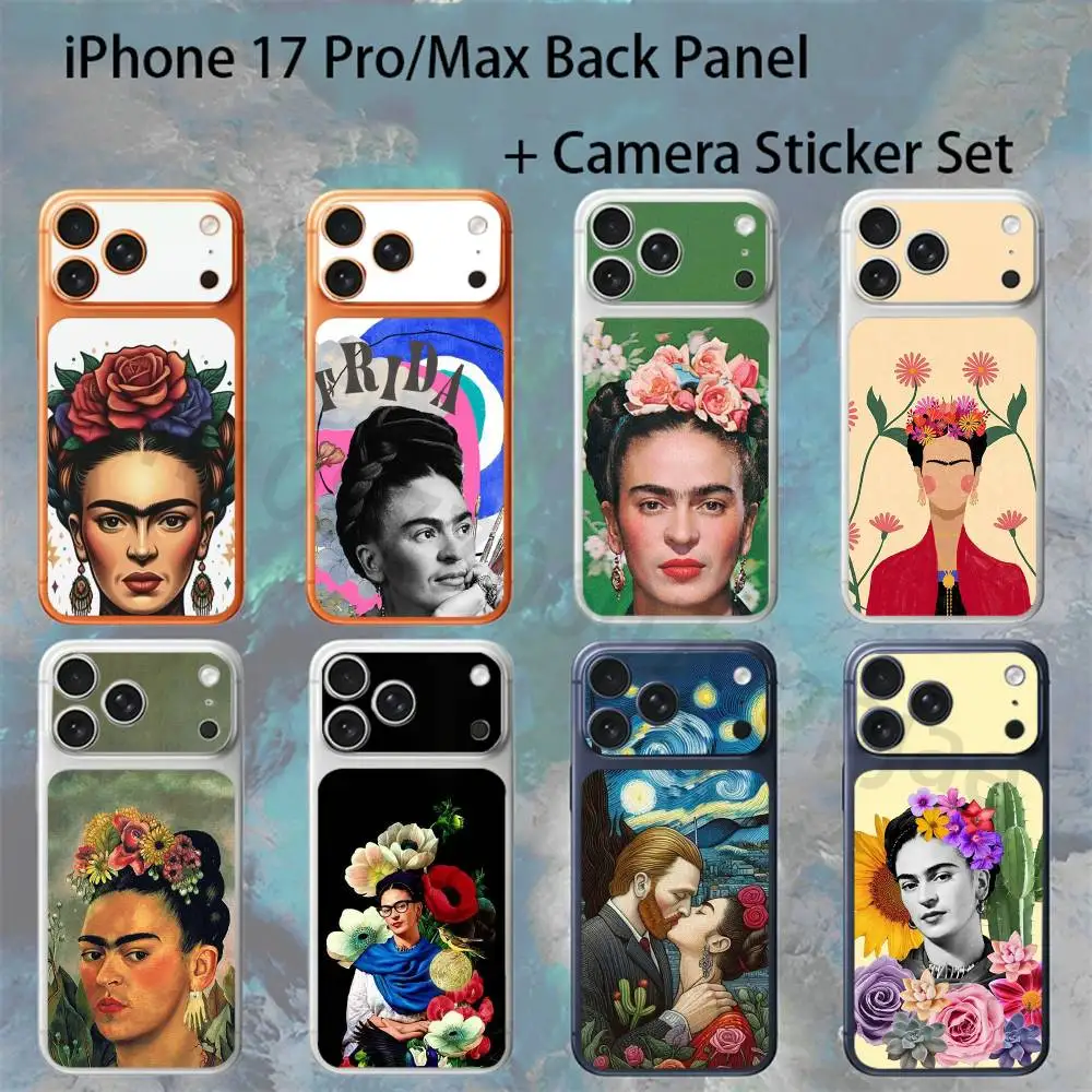 

Artist F-Frida K-Kahlos For iPhone 17 Pro /Max Battry Back Cover with Camera Decal Skin Rear Protective Sticker Film