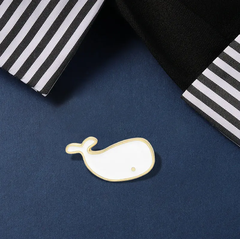 Little Whale Enamel Pins Custom Mini Badge for Denim Jeans Lapel Pins Cartoon Simple White Jewelry Gifts Brooches for Kids