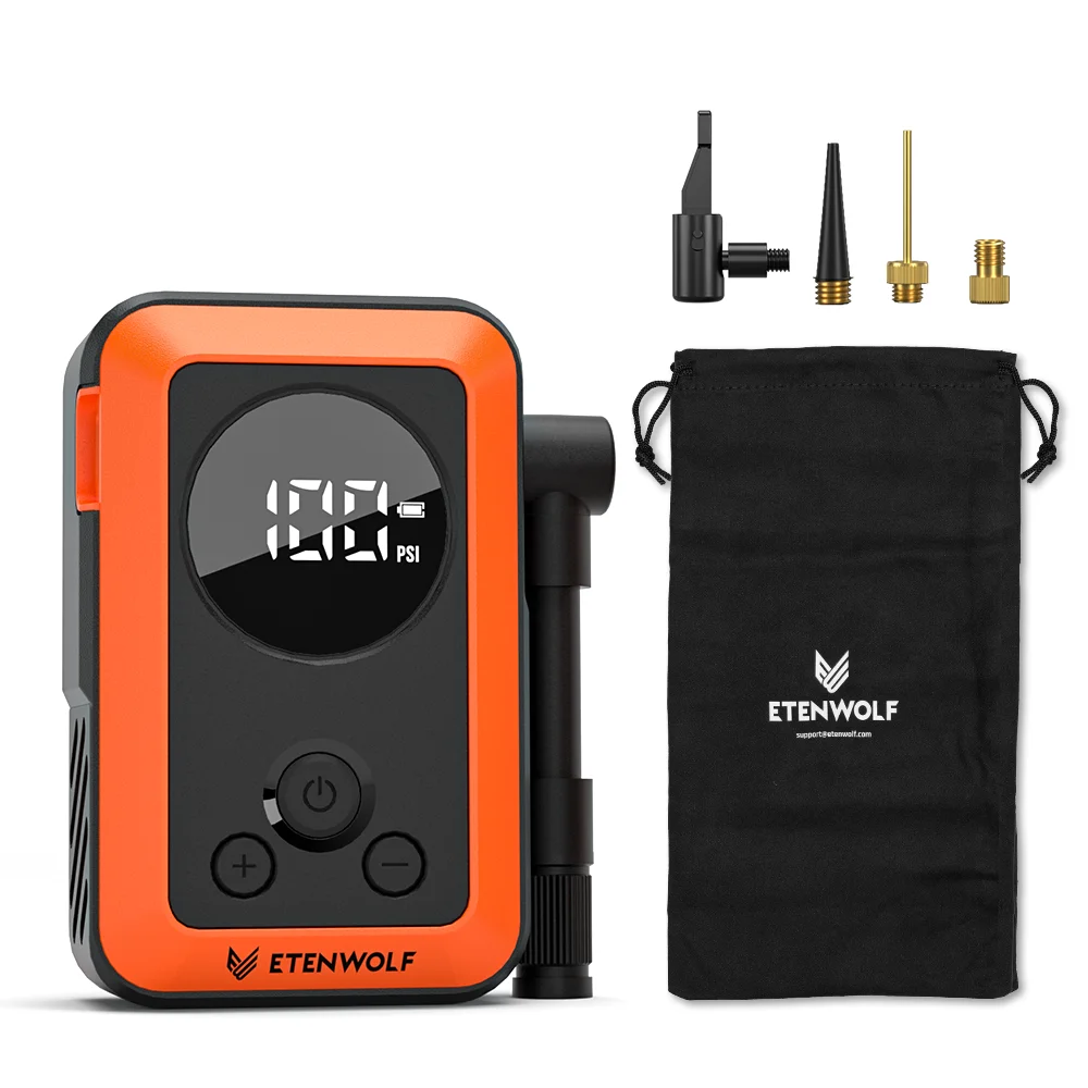 AliExpress NONE New ETENWOLF S0 Mini Electric Bike Pump Cordless 2400mAh Portable Tire Pump w/ Screen For Motorcycles Balls 150PSI Max Pressure