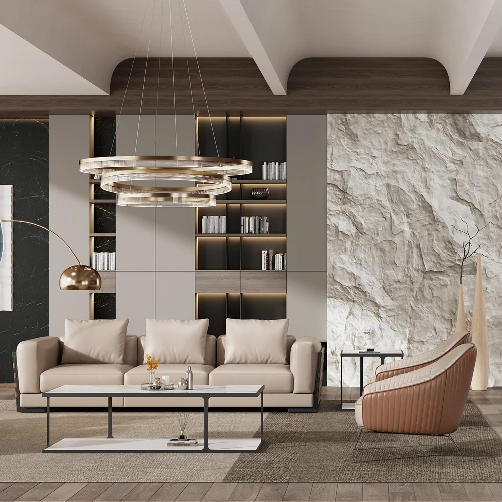 Customizable CEO Leather Office Sofa Set for Hotel Lobby Use