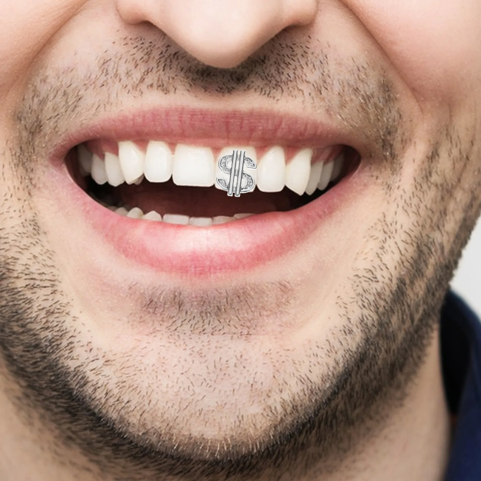 Enkele zilveren tanddop Hip Hop Clip op Fang Grill Casual Party Fake Teeth Charm Hip Hop Tooth Silver Teeth Caps