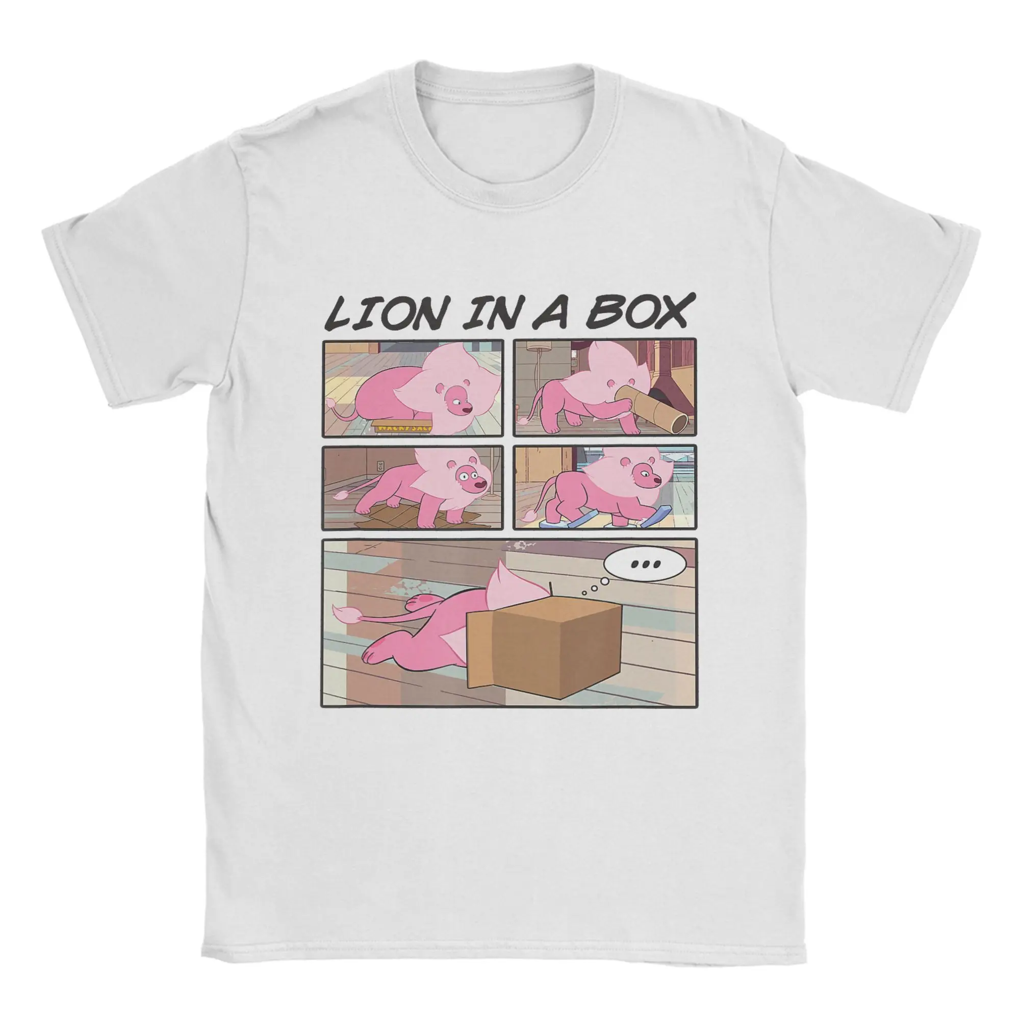 Lion in a Box for Men Women T Shirts Steven Universe Vintage Tees Short Sleeve O Neck T-Shirt 100% Cotton Birthday Gift Clothing