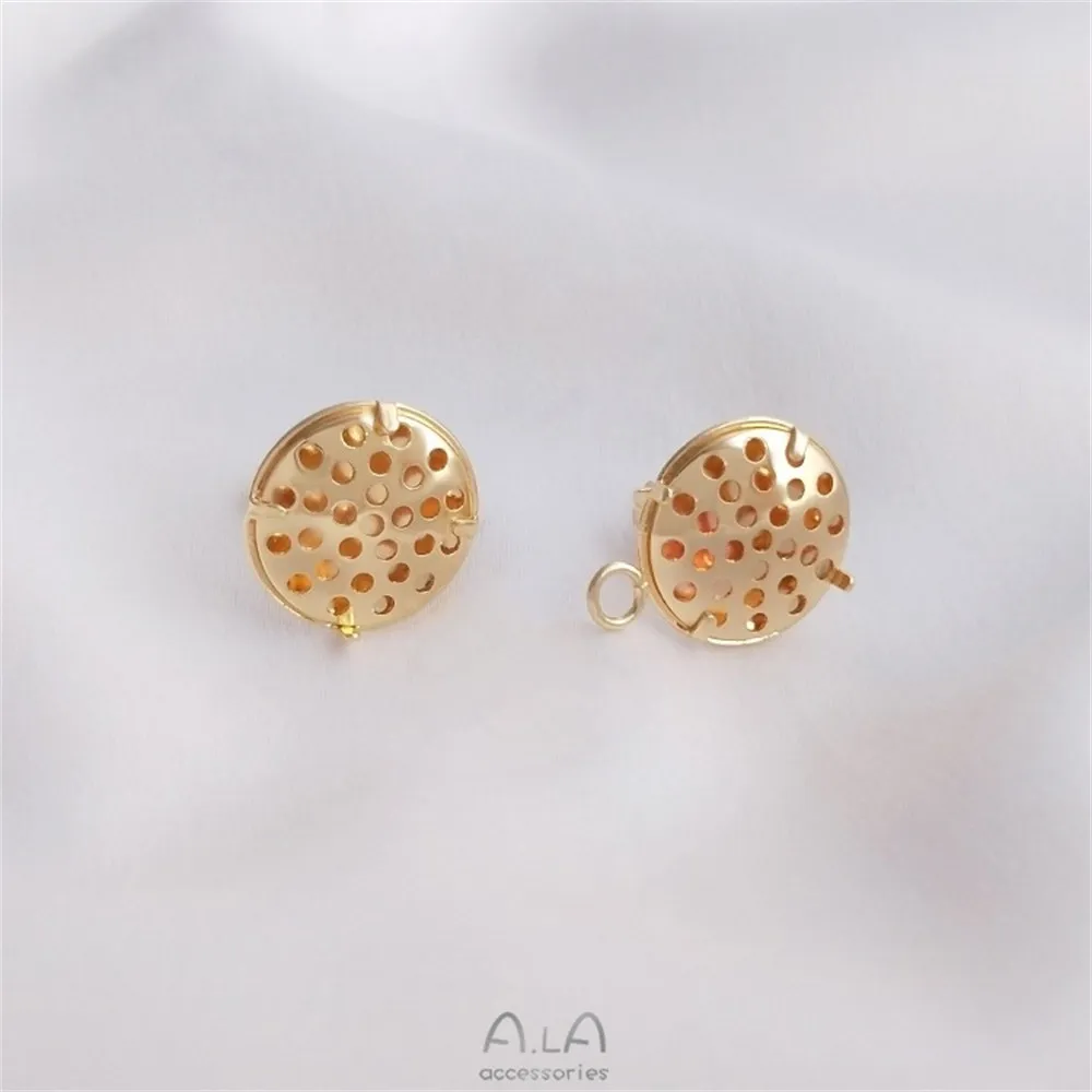 Needle Cute Rabbit Head Zircon Rabbit Ears Half-hole Beaded Earrings 14K Gold Diy Earrings Accessories E198