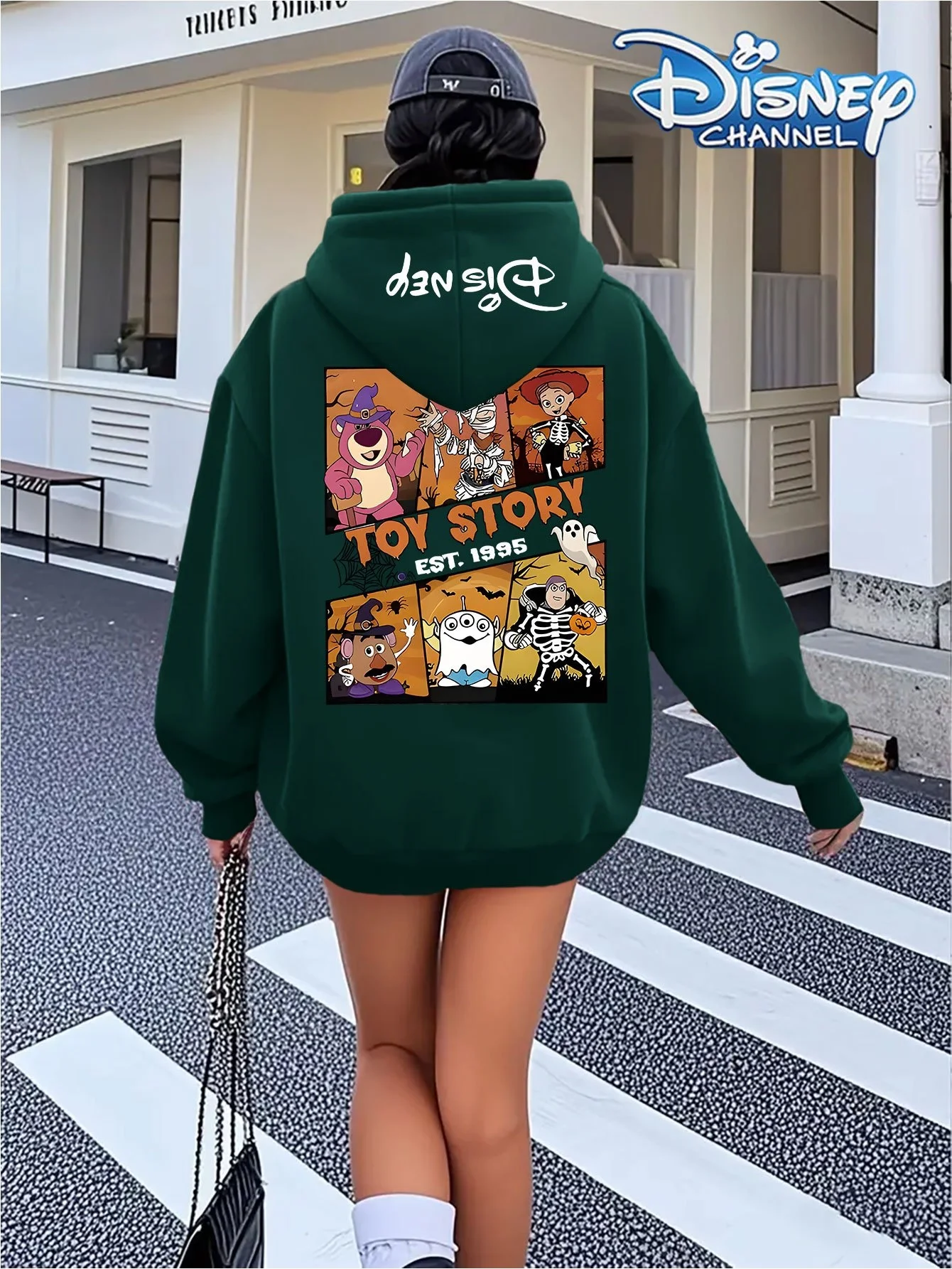Disney Animation Series Sweet Cool abbinato alla moda Street Autunno/Inverno con cerniera Felpa con cappuccio oversize da donna per adulti