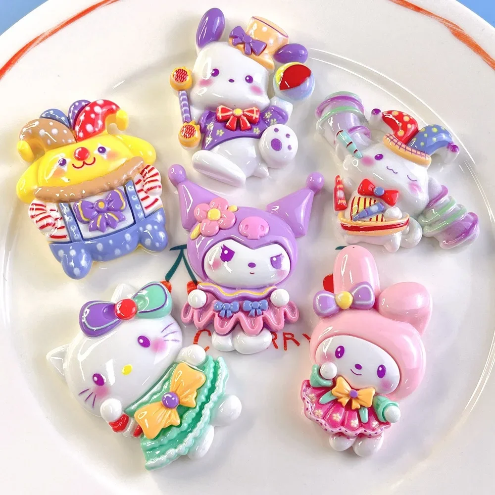 2Pcs sanrio cartoon resin flatback supplies diy kawaii resin accessories crafts materials scrapbooking embellishment