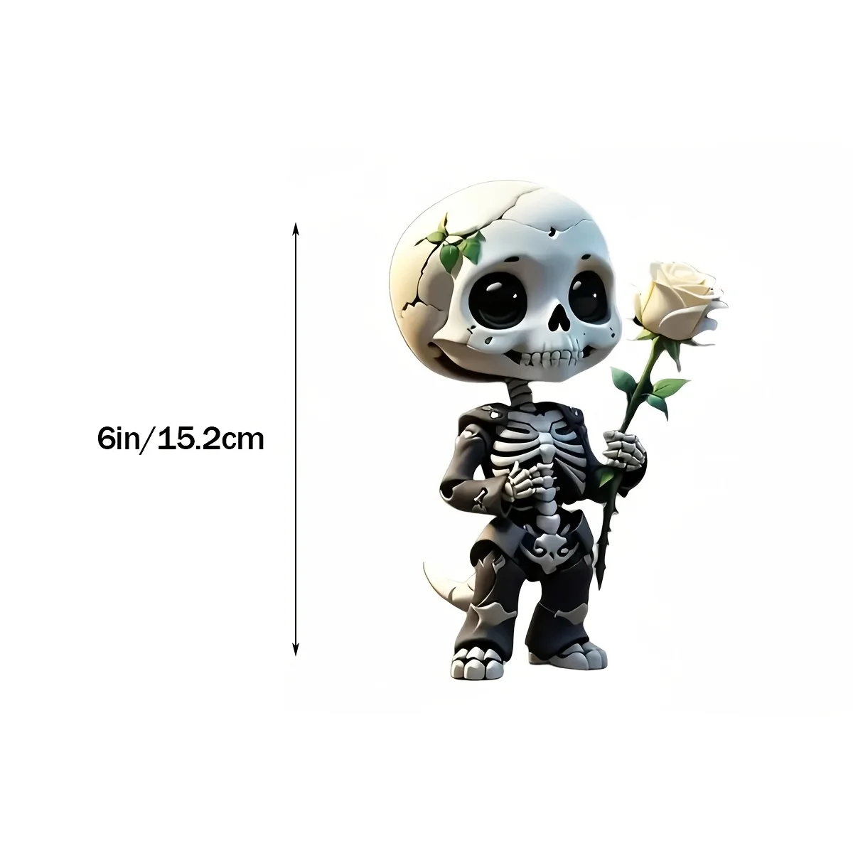 1 шт. наклейка со скелетом и розой — забавная романтическая атмосфера для скейтбордов, чехлов для ноутбуков и телефонов — съемный модный декор